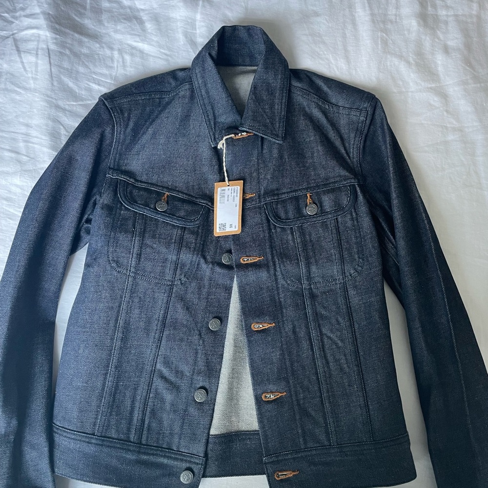 Never worn XXS raw APC denim jacket women